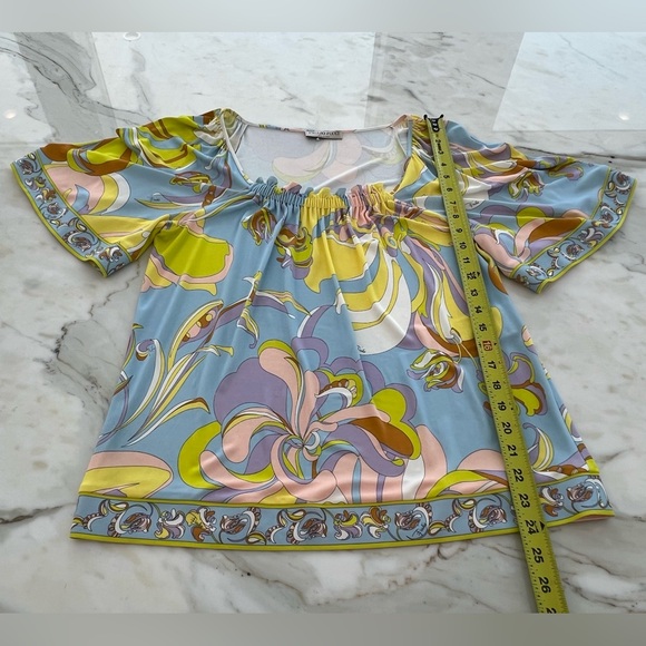 EMILIO PUCCI BLUE MULTI TOP STYLE 81JM16 SIZE IT 44 / US 10 - Picture 12 of 15